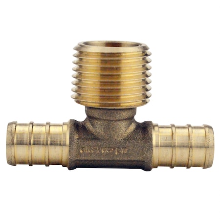 Apollo 1/2 in. Brass PEX Barb x 1/2 in. Male Pipe Thread Adapter Tee APXMT12